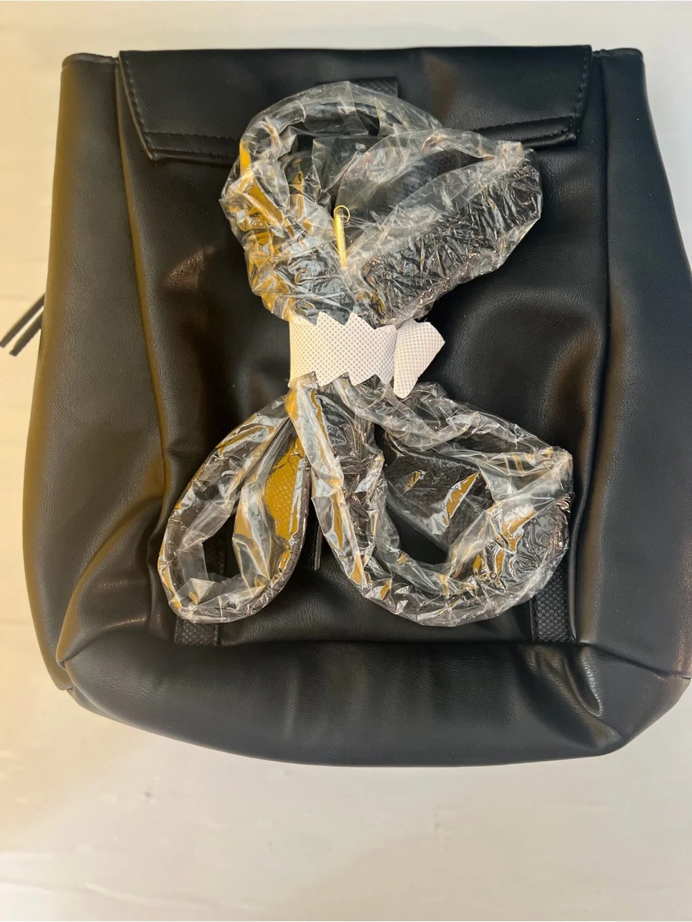Black Faux Leather Mickey Backpack NWOT